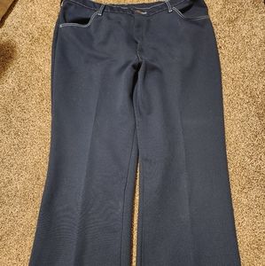 Vintage Farah Pants, 70s, bell bottom Leg, Dark Blue W Light Blue Thread, 38x28